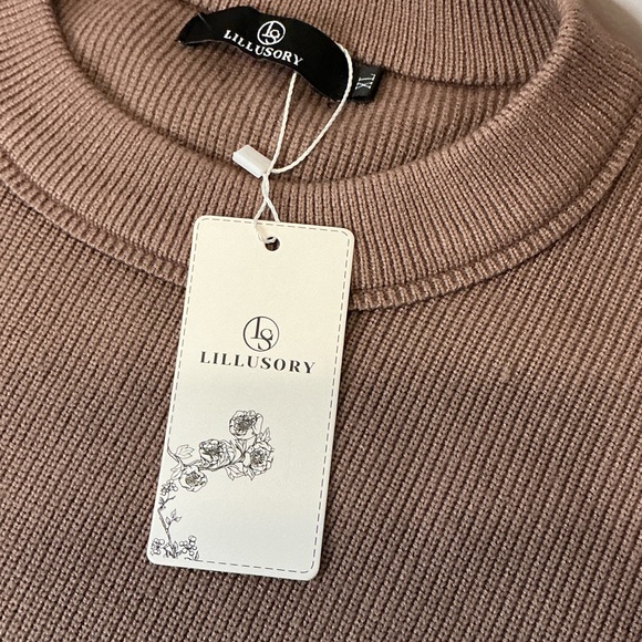 Lillusory Oversized Ribbed Sweater XL NWT Neutral Lounge Pullover - Picture 8 of 8
